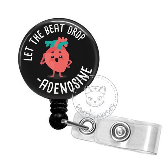 Let the Beat Drop Cardiac Badge Reel Funny Badge Cute Badge Retractable ID  Badge Holder retractable Badge Reel funny Nurse Gift 