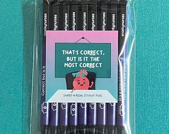 Funny Nursing Student Pens - Snarky Quotes, Black Ink Set