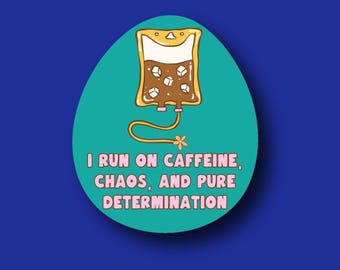 Nurse Badge Reel Topper, Acrylic, I Run on Caffeine and Chaos (Interchangeable)