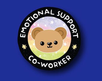 Emotional Support Co-Worker Badge Reel Topper - Interchangeable Design