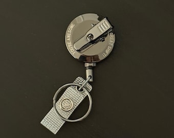 Silver Gray Heavy Duty Retractable Badge Reel with Steel Cord