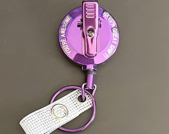 Purple Heavy Duty Retractable Badge Reel with Steel Cord