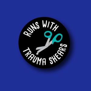 Funny Nurse Badge Reel Topper - Interchangeable Trauma Shears Design