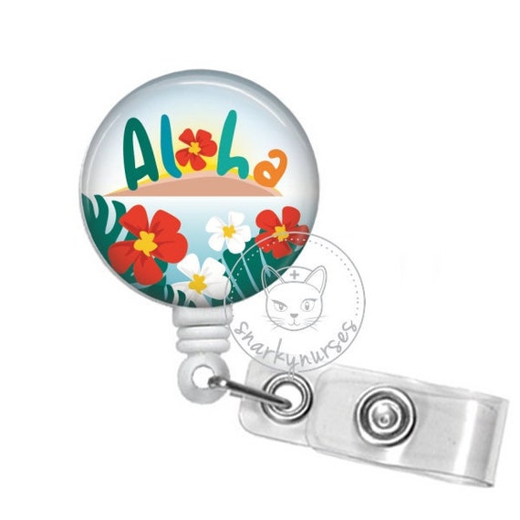 Aloha Badge Reel Funny Nurse Hawaiian Snarkynurses Cute Badge Retractable  ID Badge Holder Retractable Badge Reel -  Israel