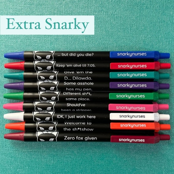 ICU Snarky Pens Black Ink Pens for Nurses, Nurse Practitioners