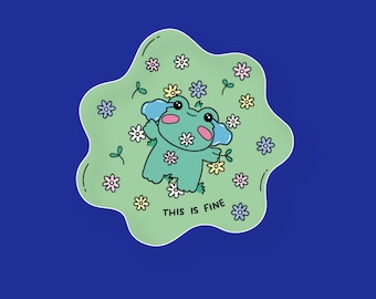 Nurse Badge Reel Topper: This Is Fine Frog Design - Interchangeable Style
