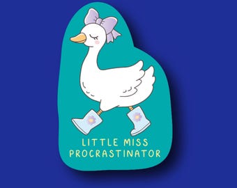 Badge Reel Topper: Little Miss Procrastinator Design (Interchangeable Acrylic)