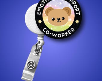 Emotional Support Co-Worker Badge Topper: Interchangeable Acrylic Design