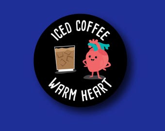 Funny Nurse Badge Reel Topper - Iced Coffee Warm Heart, Interchangeable