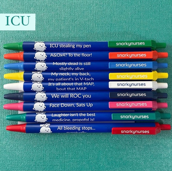 ICU Snarky Pens Black Ink Pens for Nurses, Nurse Practitioners