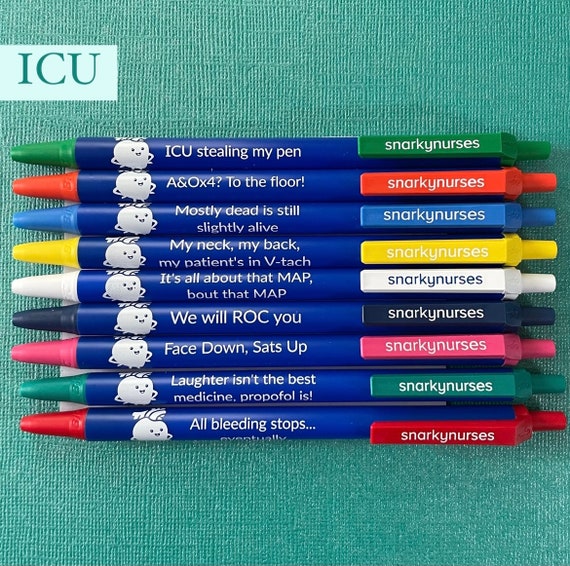 ICU Snarky Pens Black Ink Pens for Nurses, Nurse Practitioners Funny Pens  for Nurses Nurse Pens Nurse Gifts ICU Critical Care 