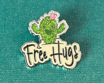 Nurse Enamel Pin: Free Hugs Cactus Design  - Funny RN Badge Accessory