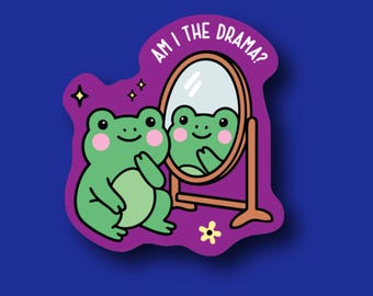 Funny Nurse Badge Reel Topper: 'Am I the Drama?' Frog Design, Interchangeable