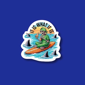 Funny Skeleton Badge Reel Topper | Surfing Nurse, Pizza & Sharks