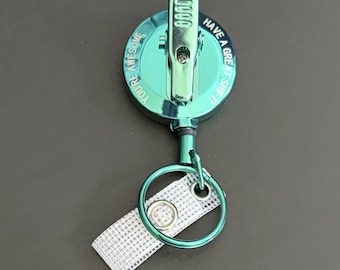 Teal Heavy Duty Retractable Badge Reel with Steel Cord