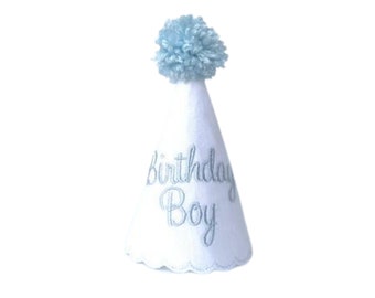 Birthday Boy Party Hat I Blue White Baby's 1st Birthday Party Hat I Blue Keepsake Party Hat I Cake Smash Hat I Boy's Birthday Party Hat