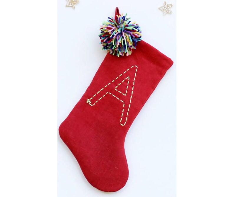 Boho Holiday Stocking Jolly Colorful Christmas Stocking Kids Christmas Stocking Personalized Christmas Stocking Pom Pom Stocking