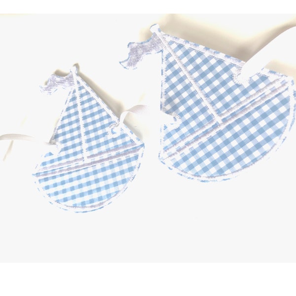 Blue Gingham Sailboat Bunting I Sailboat Party Decor I Sailboat Garland I Nursery Decor I Kids Room Wall Decor I High Chair Banner