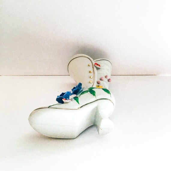 Porcelain Lace-Up Boot with Flowers Porcelain Lace-Up Boot with Flowers