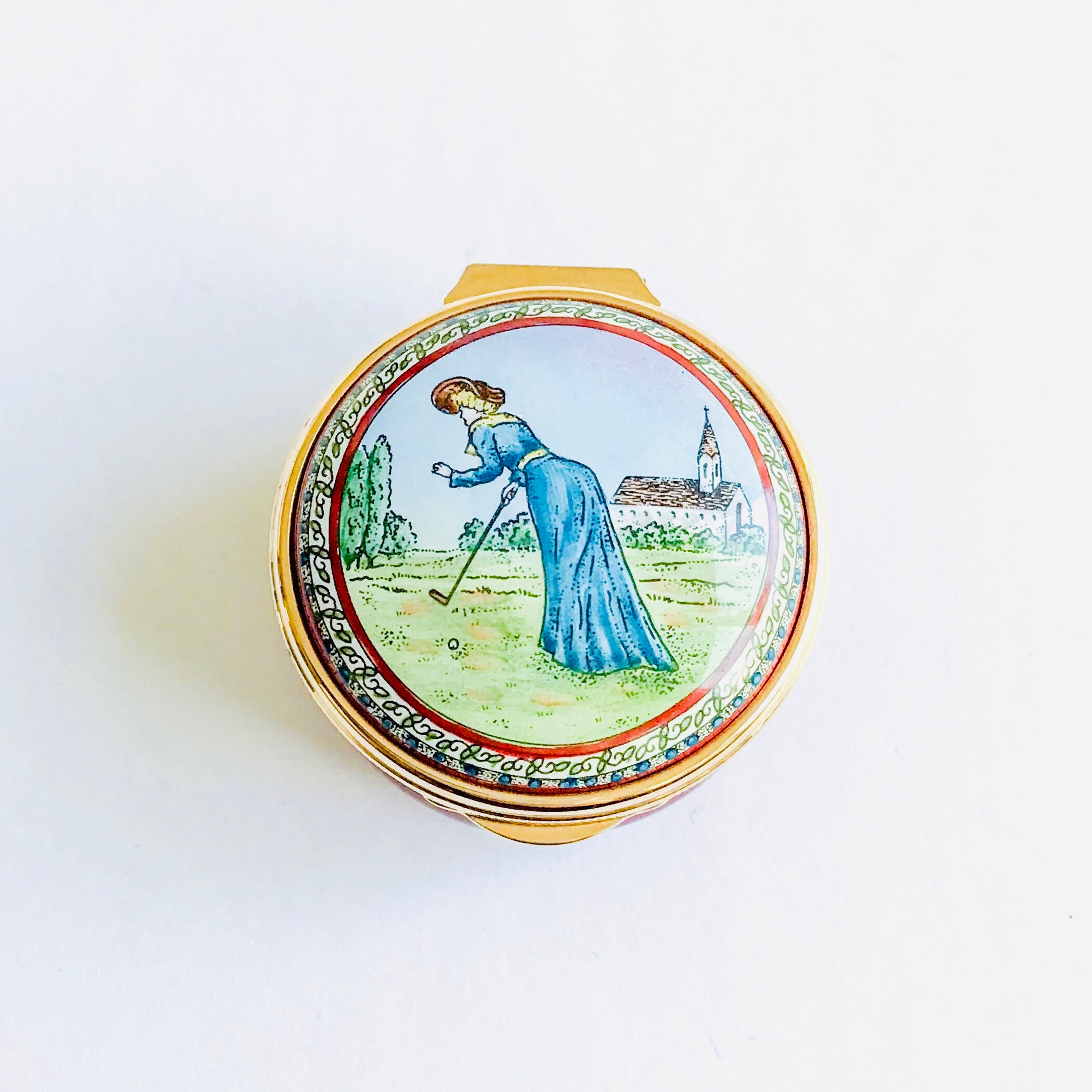 英国STAFFORDSHIRE ENAMELS ピルケース　テディベアピルケース Staffordshire Enamels Marmalade Cat Trinket/Pill Box