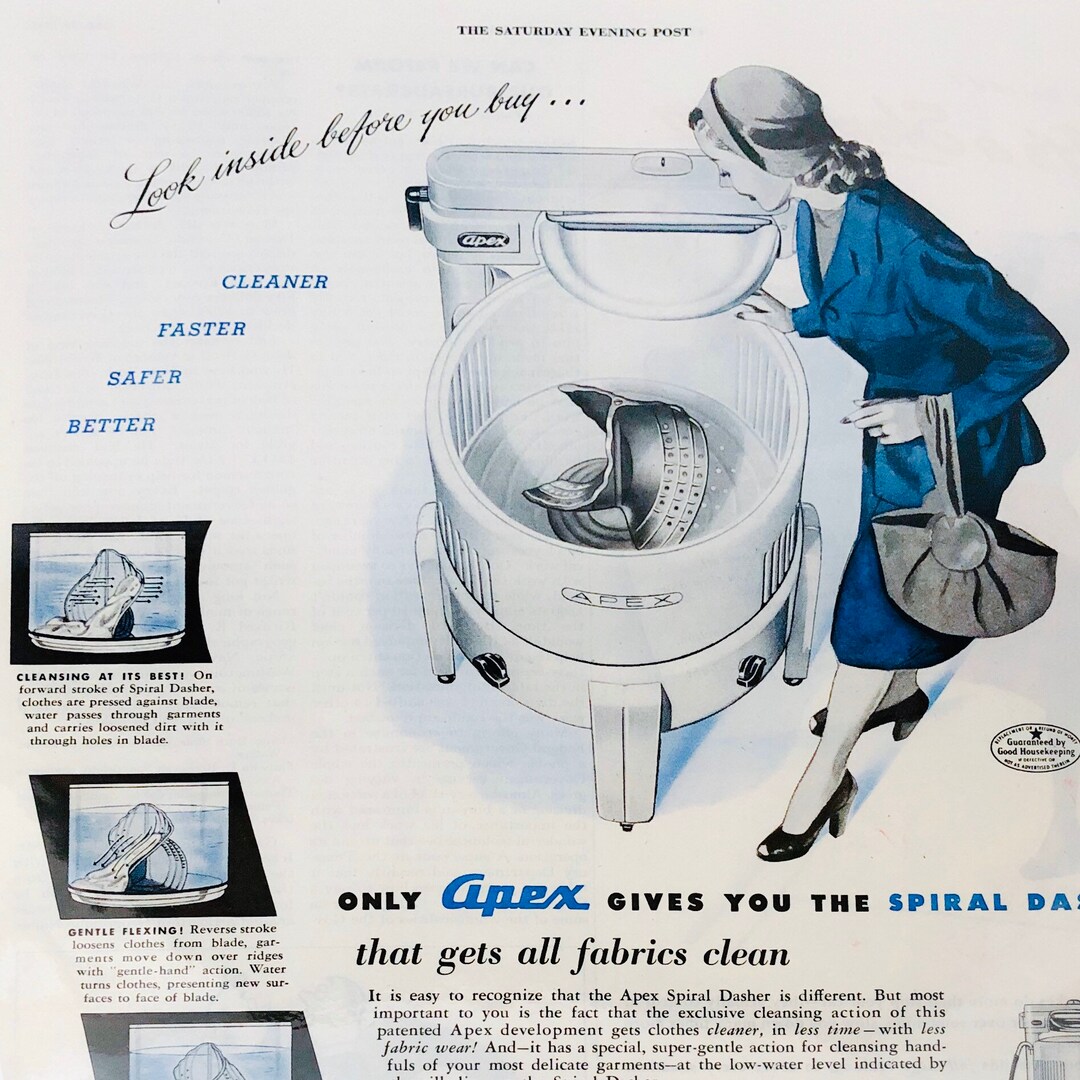 【oan】Vizer Vintage Washing Hood 1924 PAPER AD Peerless Wringer Washer Washing Machine Water