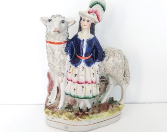 Staffordshire - Girl with Sheep - 1860s