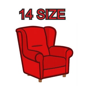 Peut inclure: Fauteuil rouge avec un dossier haut et des accoudoirs roulés. La chaise a un design simple et est parfaite pour ajouter une touche de confort à n'importe quelle pièce. 14 SIZE