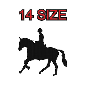 Embroidery design horse equestrian jumper Multiple size silhouette patch instant download files patterns digital machine  pes dst…