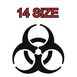 May include: Black and white biohazard symbol, 14 size.