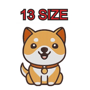 Embroidery design dog shiba inu  Multiple size embroidery silhouette patch instant download files patterns digital machine stitch