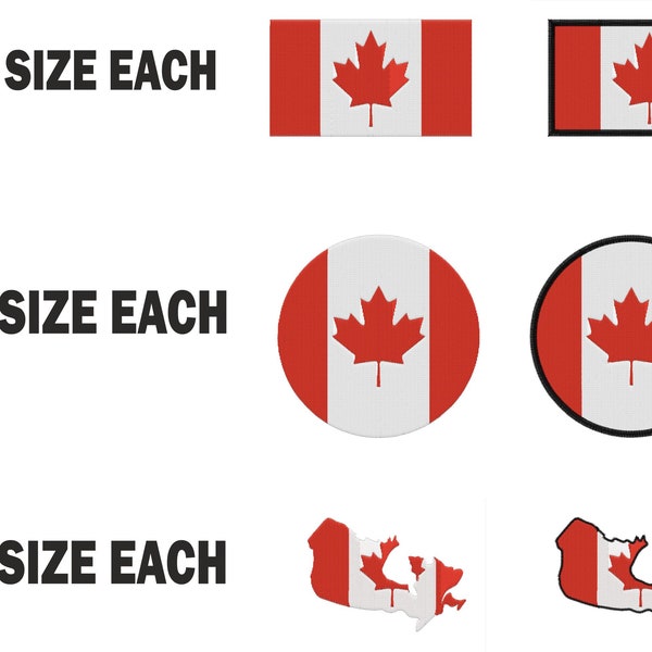 Multiple size Embroidery machine flag banner canada canadian country design instant download files patterns pes dst map round roundel