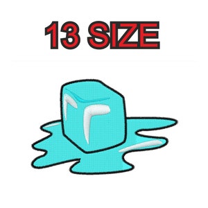 Peut inclure: Un patch brodé représentant un glaçon bleu fondant avec un contour blanc. Le texte "13 SIZE" est au-dessus du glaçon.