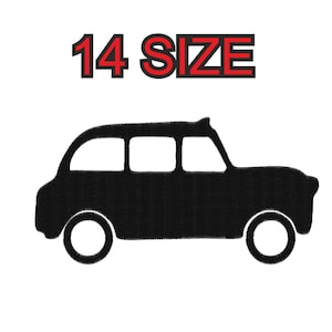 Embroidery design london cab taxi Multiple size silhouette patch instant download files patterns digital machine stitch mini maxi pes dst…