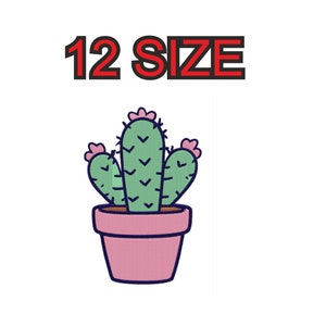 Embroidery design cactus hearth flower kawaii Multiple size patch instant download files patterns digital machine stitch  little pes dst