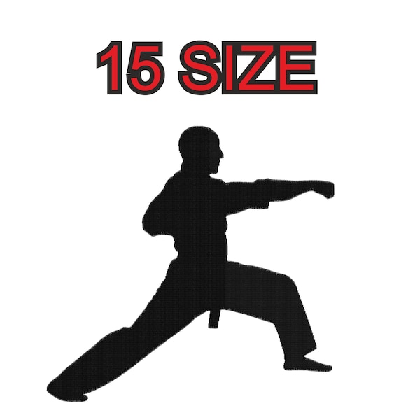 Embroidery design karate martial arts Multiple size silhouette patch instant download files patterns digital machine stitch pes dst…