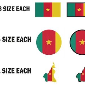Multiple size Embroidery machine flag banner cameroon cameroun country design instant download files patterns pes dst map round roundel