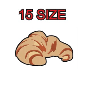 Peut inclure: Un motif brodé de croissant en brun et beige. Le motif est souligné de noir. Le texte "15 SIZE" est au-dessus du motif.