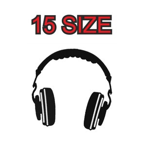 Diseño de bordado auriculares de música auriculares auriculares silueta de tamaño múltiple descarga instantánea de archivos patrones máquina digital puntada pes dst...