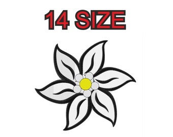 Embroidery design flower edelweiss mountain Multiple size embroidery silhouette patch instant download files patterns digital machine stitch