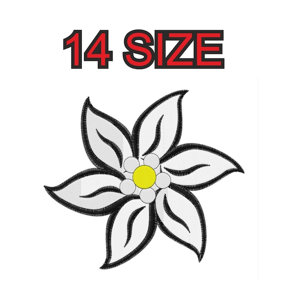 Embroidery design flower edelweiss mountain Multiple size embroidery silhouette patch instant download files patterns digital machine stitch