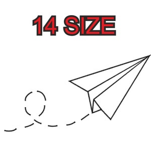 Ricamo disegno carta aeroplano minimalista Patch di dimensioni multiple download istantaneo file modelli punto macchina digitale mini maxi pes dst...