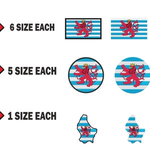 Multiple size Embroidery machine flag banner Luxembourg king royal country design files instant download patterns pes dst map round roundel