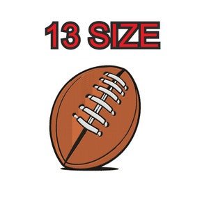 Peut inclure: Un ballon de football brun et blanc avec des lacets. Le texte "13 SIZE" est au-dessus du ballon.