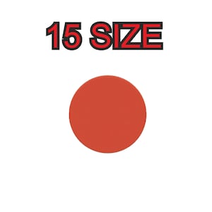 Peut inclure: Un cercle rouge avec le texte "15 SIZE" au-dessus.