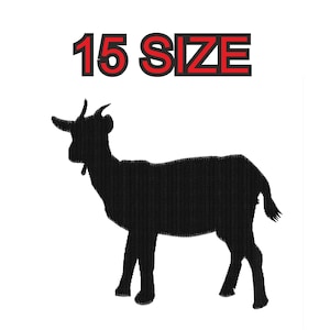 Embroidery design goat kid sheep Multiple size silhouette patch instant download files patterns digital machine stitch  mini maxi pes dst…