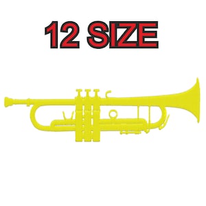 Peut inclure: Une trompette jaune avec 12 tailles différentes disponibles. La trompette est un instrument de musique utilisé dans le jazz, la musique classique et d'autres genres.
