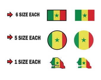 Multiple size Embroidery machine flag banner senegal  country design files instant download files patterns pes dst map round roundel