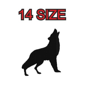 Multiple size embroidery design wolf silhouette instant download files patterns digital machine stitch  mini maxi little pes dst…