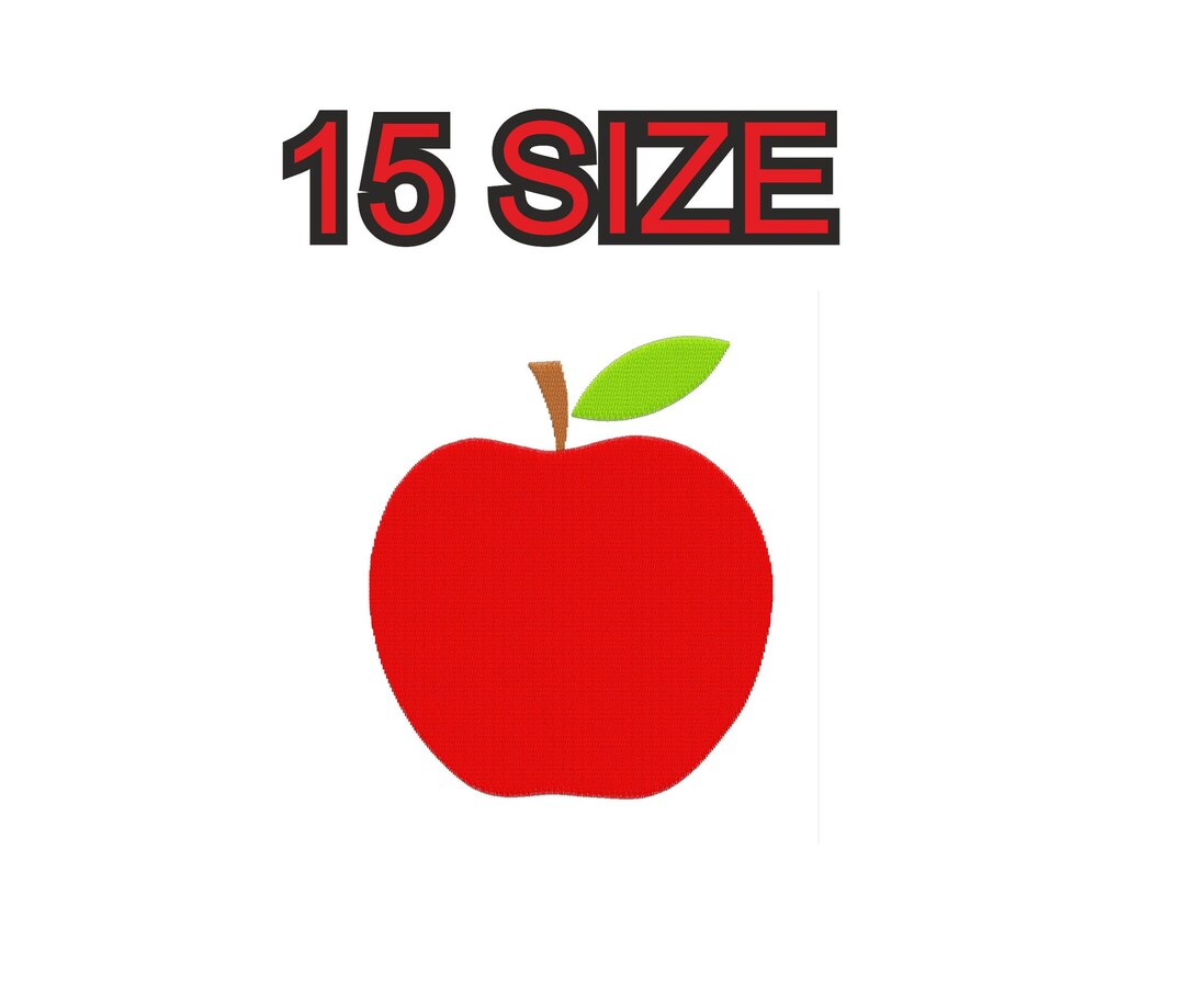 Multiple Size Embroidery Design Apple Red Instant Download Etsy