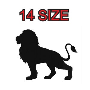 Embroidery design lion Multiple size silhouette patch instant download files patterns digital machine stitch  mini maxi little pes dst…